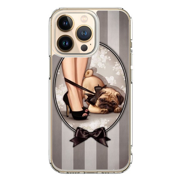 Coque iPhone 13 Pro Lady Noir Noeud Papillon Chien Dog Luxe - Maryline  Cazenave