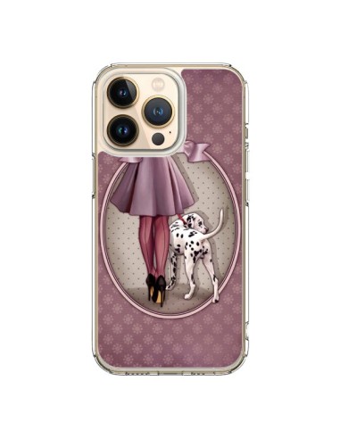 Coque iPhone 13 Pro Lady Chien Dog Dalmatien Robe Pois - Maryline Cazenave