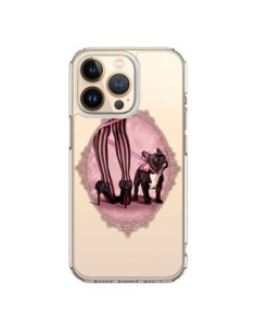 iPhone 13 Pro Case Lady Jambes Dog Bulldog Dog Pink Polka...