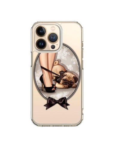 Coque iPhone 13 Pro Lady Jambes Chien Bulldog Dog Noeud Papillon Transparente - Maryline Cazenave