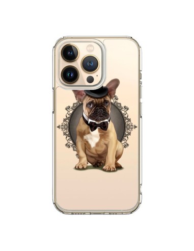 Coque iPhone 13 Pro Chien Bulldog Noeud Papillon Chapeau Transparente - Maryline Cazenave