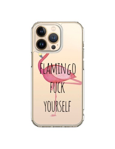 Coque iPhone 13 Pro Flamingo Fuck Transparente - Maryline Cazenave