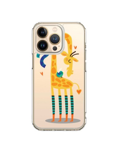 Coque iPhone 13 Pro L'oiseau et la Girafe Amour Love Transparente - Maria Jose Da Luz