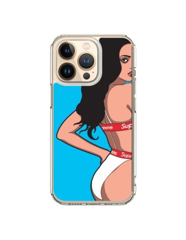 Coque iPhone 13 Pro Pop Art Femme Bleu - Mikadololo