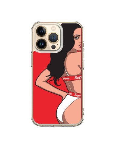 Coque iPhone 13 Pro Pop Art Femme Rouge - Mikadololo