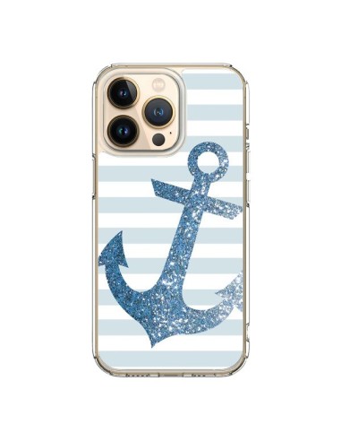 Coque iPhone 13 Pro Ancre Bleu Navire - Monica Martinez