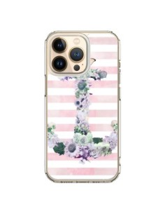 Coque iPhone 13 Pro Ancre Rose Fleurs Navire - Monica...