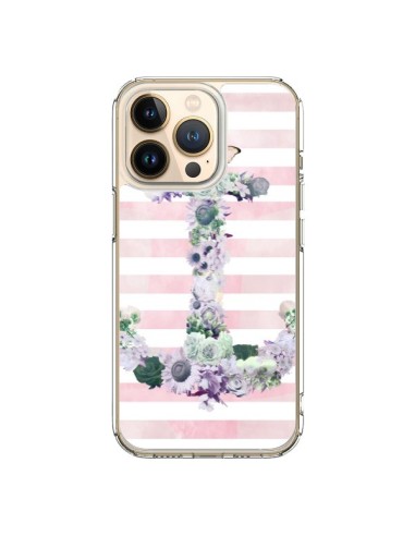 iPhone 13 Pro Case Ancora Marina Pink Flowers - Monica Martinez