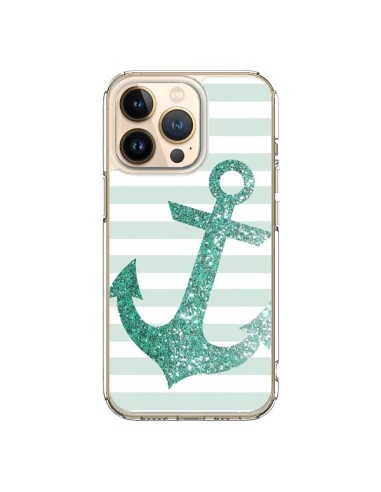 Coque iPhone 13 Pro Ancre Vert Navire - Monica Martinez