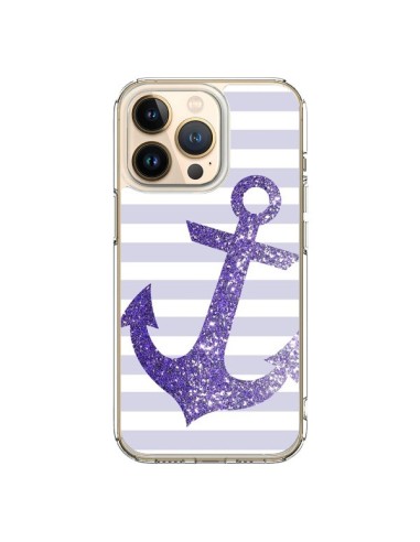 Coque iPhone 13 Pro Ancre Violet Navire - Monica Martinez