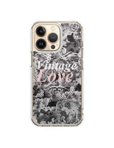 Coque iPhone 13 Pro Vintage Love Noir Flower - Monica Martinez
