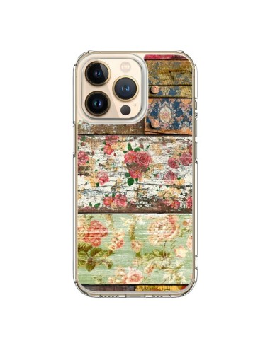 Cover iPhone 13 Pro Lady Rococo Legno Fiori - Maximilian San