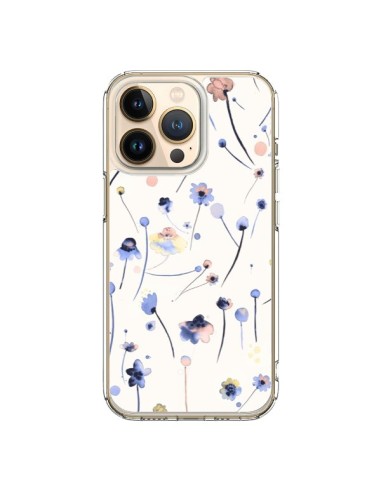 Coque iPhone 13 Pro Blue Soft Flowers - Ninola Design