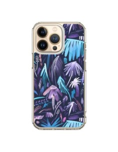 Coque iPhone 13 Pro Brushstrokes Tropical Palms Navy -...