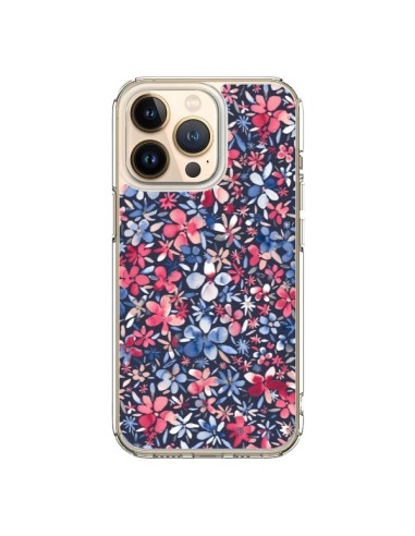 Coque iPhone 13 Pro Colorful Little Flowers Navy - Ninola Design
