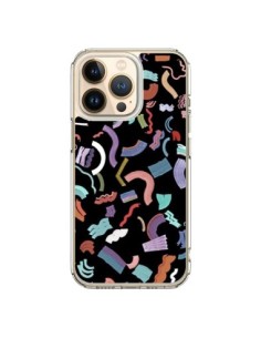 Coque iPhone 13 Pro Curly and Zigzag Stripes Black -...