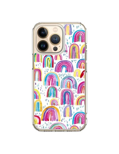 Cover iPhone 13 Pro Cute Watercolor Rainbows Arcobaleno - Ninola Design