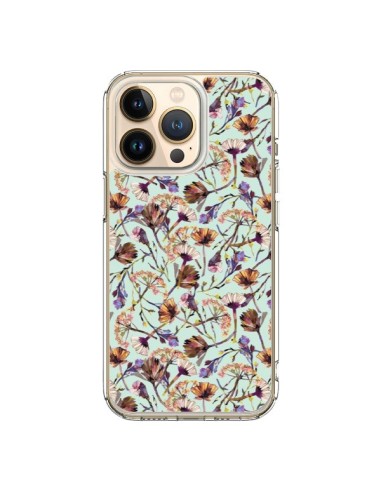 Coque iPhone 13 Pro Dry Blue Flowers - Ninola Design