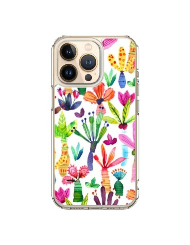 iPhone 13 Pro Case Overlapped WaterColor Dots Flowers - Ninola Design