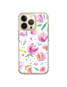 iPhone 13 Pro Case Painterly Waterolor Texture Flowers -...
