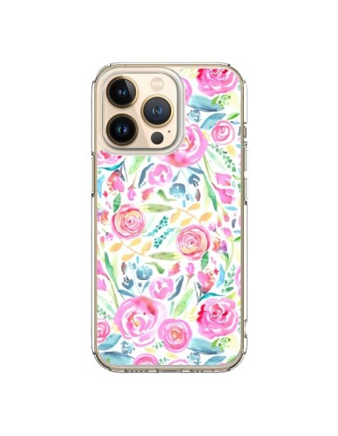 Coque iPhone 13 Pro Speckled Watercolor Pink - Ninola Design