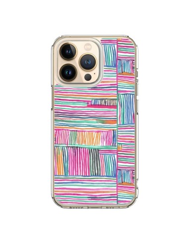 Coque iPhone 13 Pro Watercolor Linear Meditation Pink - Ninola Design