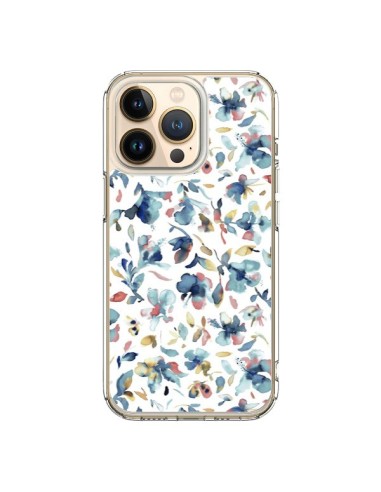 Cover iPhone 13 Pro Watery Hibiscus Blu - Ninola Design