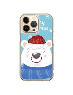 Cover iPhone 13 Pro Orso Bianco di Natale Merry Christmas...
