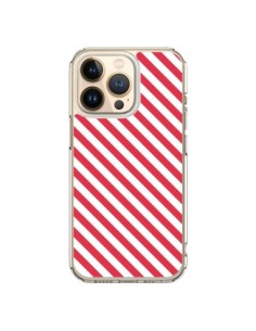 Coque iPhone 13 Pro Bonbon Candy Rose et Blanche Rayée -...