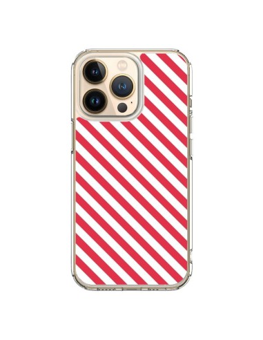 Coque iPhone 13 Pro Bonbon Candy Rose et Blanche Rayée - Nico