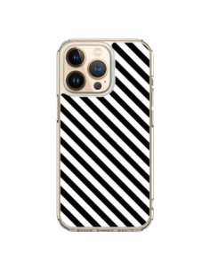 Coque iPhone 13 Pro Bonbon Candy Noire et Blanche Rayée -...