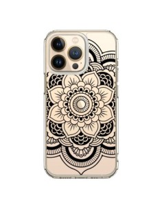 Coque iPhone 13 Pro Mandala Noir Azteque Transparente - Nico