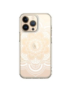 Coque iPhone 13 Pro Mandala Blanc Azteque Transparente -...