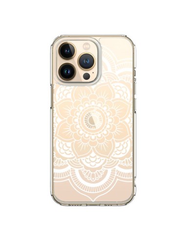 Coque iPhone 13 Pro Mandala Blanc Azteque Transparente - Nico