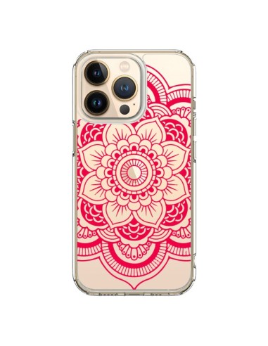 Coque iPhone 13 Pro Mandala Rose Fushia Azteque Transparente - Nico