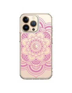 Coque iPhone 13 Pro Mandala Rose Clair Azteque...