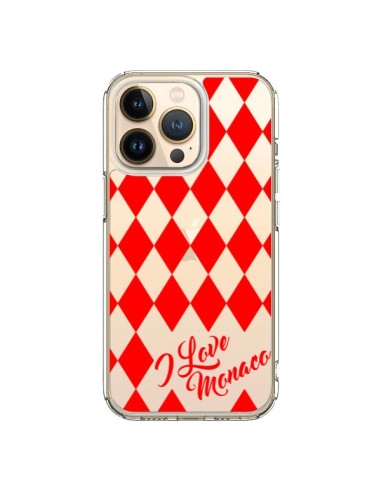 Coque iPhone 13 Pro I Love Monaco et Losange Rouge - Nico