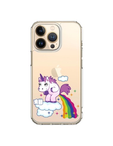 Coque iPhone 13 Pro Licorne Caca Arc en Ciel Transparente - Nico