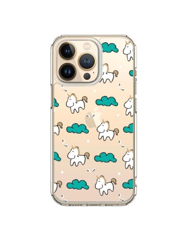 Coque iPhone 13 Pro Licorne et Nuages Transparente - Nico