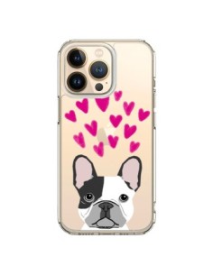 Coque iPhone 13 Pro Bulldog Français Coeurs Chien...