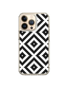 Coque iPhone 13 Pro Diamond Chevron Black and White -...