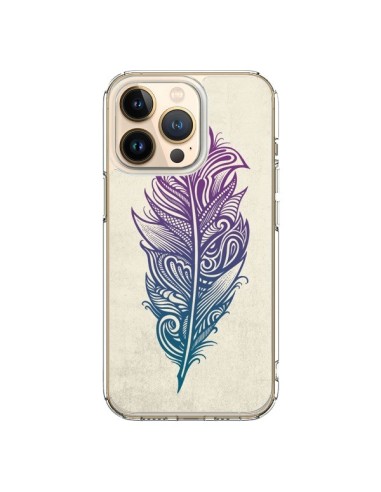 Coque iPhone 13 Pro Feather Plume Arc En Ciel - Rachel Caldwell