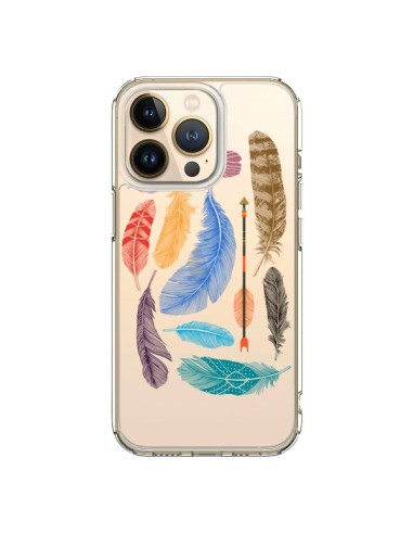 Cover iPhone 13 Pro Piuma Colorata Trasparente - Rachel Caldwell
