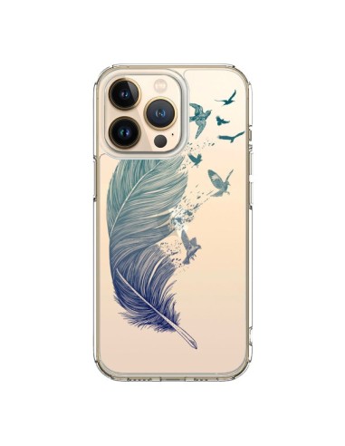 Cover iPhone 13 Pro Piuma Vola Uccelli Trasparente - Rachel Caldwell