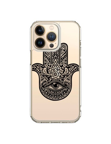 Coque iPhone 13 Pro Hamsa Cinq Doigts Main Mauvais Oeil Transparente - Rachel Caldwell