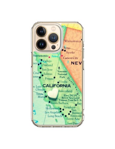 Coque iPhone 13 Pro Carte Map Californie - R Delean