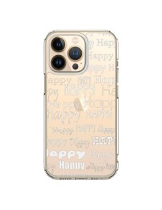 Cover iPhone 13 Pro Happy Felice Bianco Trasparente - R...