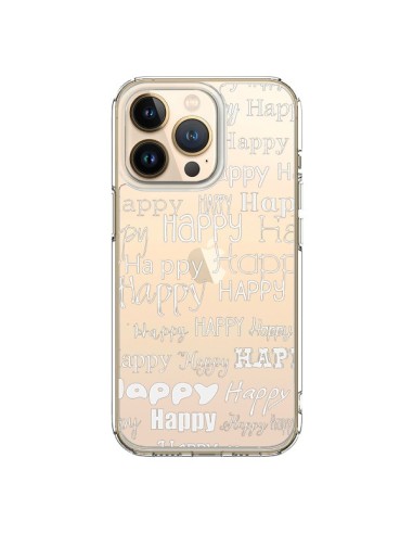 Cover iPhone 13 Pro Happy Felice Bianco Trasparente - R Delean