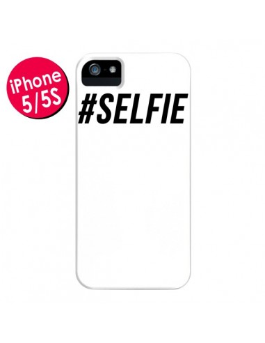 Coque Hashtag Selfie Blanc Vertical pour iPhone 5 et 5S - Jonathan Perez