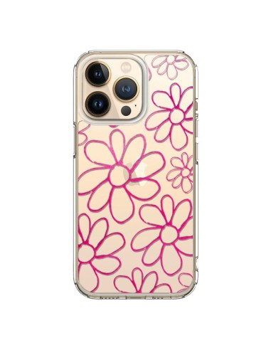 Coque iPhone 13 Pro Flower Garden Pink Fleur Transparente - Sylvia Cook